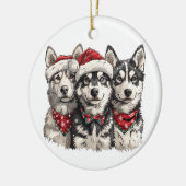 Christmas Husky Dogs Keramisch Ornament (Links)