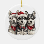 Christmas Husky Dogs Keramisch Ornament (Achterkant)