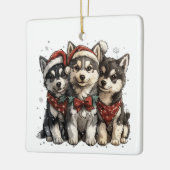Christmas Husky Dogs Keramisch Ornament (Links)