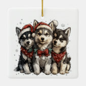 Christmas Husky Dogs Keramisch Ornament (Achterkant)