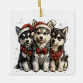 Christmas Husky Dogs Keramisch Ornament (Voorkant)