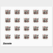 Christmas Husky Dogs Ronde Sticker (Vel)