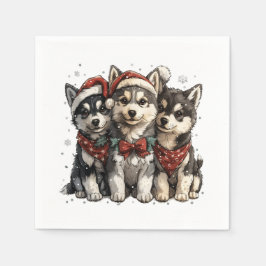 Christmas Husky Dogs Servet