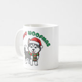 Christmas Husky Mug: Merry Woofmas Koffiemok (Voorkant links)