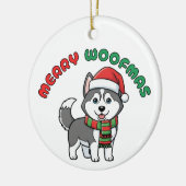 Christmas Husky Ornament: Merry Woofmas Keramisch Ornament (Links)