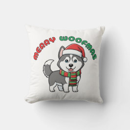 Christmas Husky Pillow: Merry Woofmas Kussen