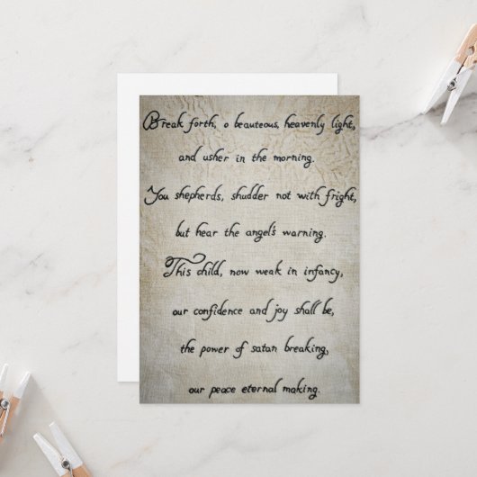 Christmas Hymn Holiday Kaart (Voorkant / Achterkant in situ)