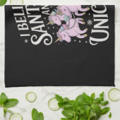 Christmas I Believe In Santa And Unicorns Xmas Theedoek (Gevouwen)