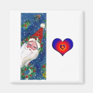 CHRISTMAS I LETTER/SANTA RED RIBBON MONOGRAM MAGNEET