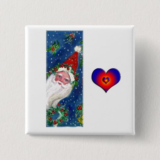 CHRISTMAS I LETTER/SANTA RED RIBBON MONOGRAM VIERKANTE BUTTON 5,1 CM (Voorkant)