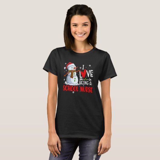 Christmas I Love Being A School Nurse Snowman Nurs T-shirt (Voorkant volledig)