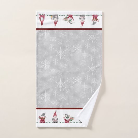 Christmas I Love Gnomes Scandinavisch Rood Grijs Bad Handdoek (Handdoek)