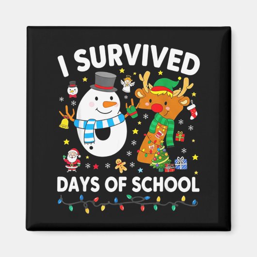 Christmas I Survived 67 Days Of School Funny Meme  Magneet (Voorkant)