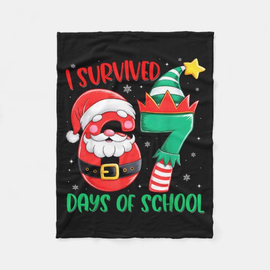 Christmas I Survived 67 Days Of School Funny Six S Fleece Deken (Voorkant)