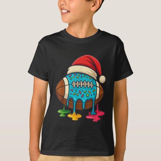Christmas Ice Cream Drip Boys Football Player Amer T-shirt (Voorkant)