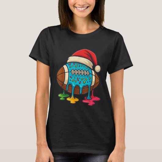 Christmas Ice Cream Drip Boys Football Player Amer T-shirt (Voorkant)