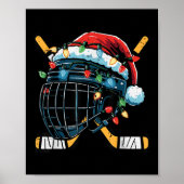 Christmas Ice Hockey Helmet Santa Xmas Men Boys Ki Poster (Voorkant)
