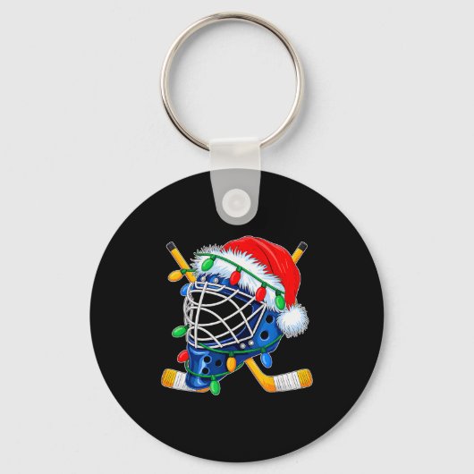 Christmas Ice Hockey Helmet Santa Xmas Men Boys Ki Sleutelhanger (Voorkant)