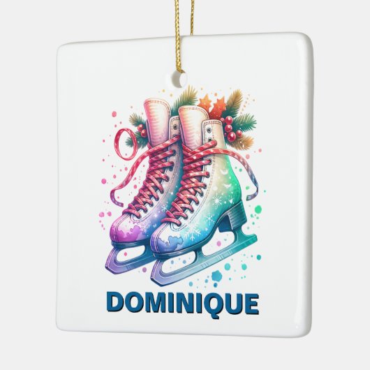 Christmas Ice Schaatsen Custom Name Keramisch Ornament (Links)