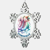 Christmas Ice Schaatsen Pewter Snowflake Ornament (Rechts)