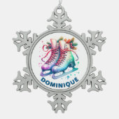 Christmas Ice Schaatsen Pewter Snowflake Ornament (Voorkant)