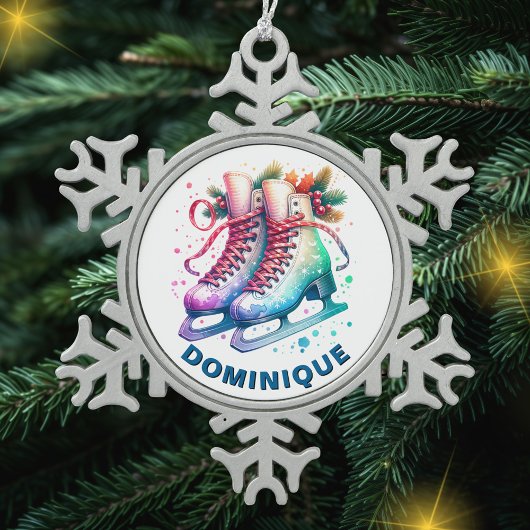 Christmas Ice Schaatsen Pewter Snowflake Ornament