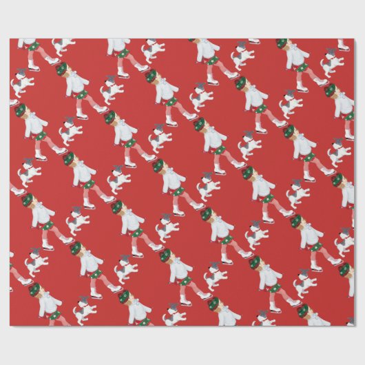 christmas-ice-skating cadeaupapier (Vlak)