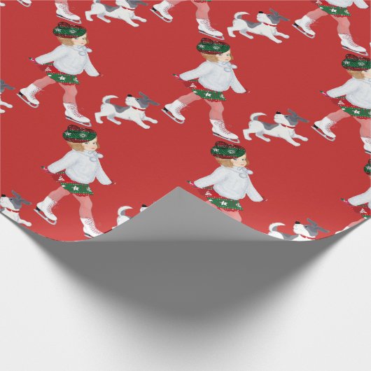 christmas-ice-skating cadeaupapier (Hoek)