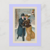 "Christmas Ice-Skating" Vintage Feestdagenkaart (Voorkant)