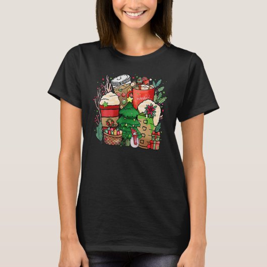 Christmas Iced Coffee Hot Cocoa Coffee Caffeinate T-shirt (Voorkant)