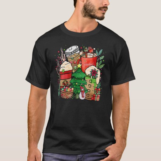 Christmas Iced Coffee Hot Cocoa Coffee Caffeinate T-shirt (Voorkant)
