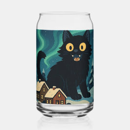 Christmas Icelandic Yule Cat with Northern Lights Blikvorm Glas