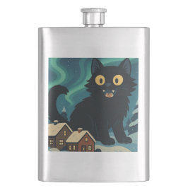 Christmas Icelandic Yule Cat with Northern Lights Flacon