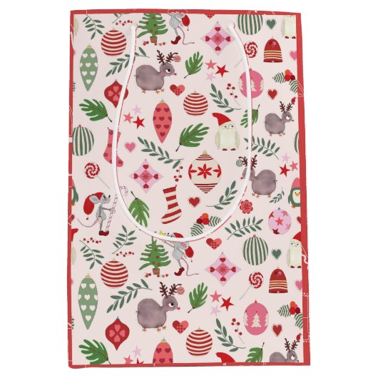 Christmas Icons on Cream - Gift Bag Medium Cadeauzakje (Voorkant)