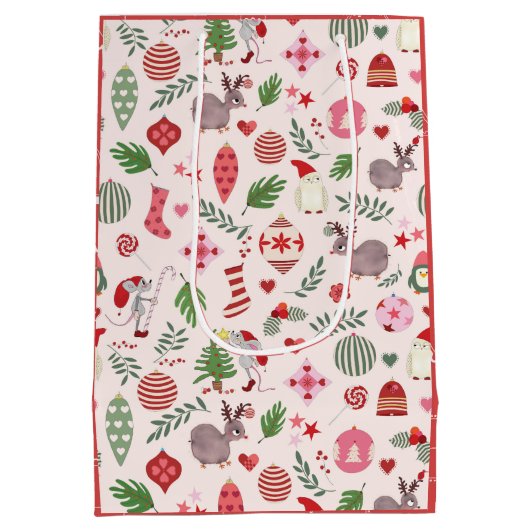 Christmas Icons on Cream - Gift Bag Medium Cadeauzakje (Achterkant)