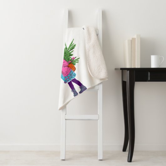 Christmas Illustrated Holiday Sherpa Blanket Sherpa Deken (In situ)