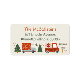 Christmas Illustratio Holiday Return Address Label