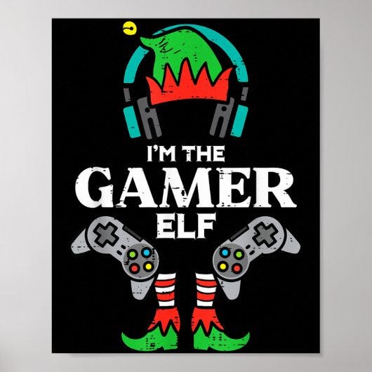 Christmas Im Gamer Elf Cute Xmas Gaming Boys Kids  Poster (Voorkant)