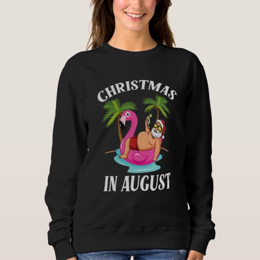 Christmas In August Santa Flamingo Summer Vacation Trui (Voorkant)