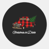 Christmas In Dixie Down South Plaid Holiday  Ronde Sticker (Voorkant)