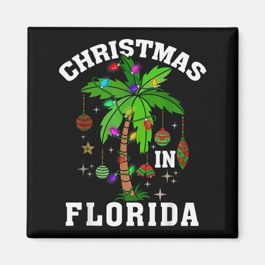Christmas In Florida Deck The Palm Tree Xmas Winte Magneet (Voorkant)