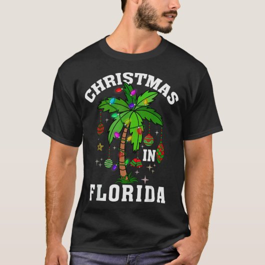 Christmas In Florida Deck The Palm Tree Xmas Winte T-shirt (Voorkant)
