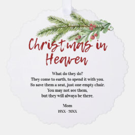 Christmas In Heaven Poem Memorial Photo Greenery Ornament Kaart