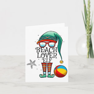 Christmas In July Beach Lover Elf Matching Family Kaart