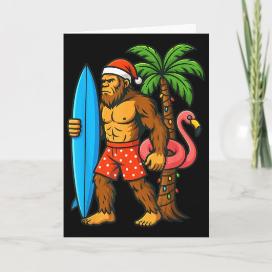 Christmas In July Bigfoot Hawaiian Xmas Palm Tree Kaart (Voorkant)