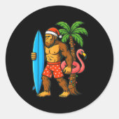 Christmas In July Bigfoot Hawaiian Xmas Palm Tree Ronde Sticker (Voorkant)