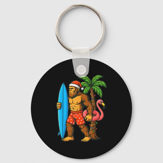 Christmas In July Bigfoot Hawaiian Xmas Palm Tree Sleutelhanger (Voorkant)