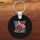 Christmas In July Biker Santa American Funny Summe Sleutelhanger (Voorkant)