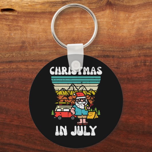 Christmas In July Camper Van Santa Retro Xmas Men  Sleutelhanger (Voorkant)