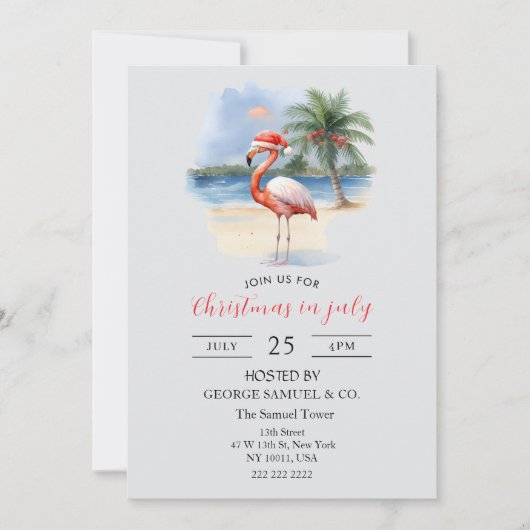 Christmas in July Custom Company Name Flamingo Kaart (Voorkant)